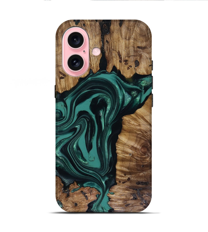 iPhone 16 Wood Live Edge Phone Case - Aryan (Green, 817920)