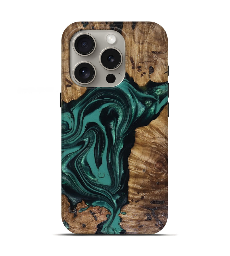 iPhone 16 Pro Wood Live Edge Phone Case - Aryan (Green, 817920)