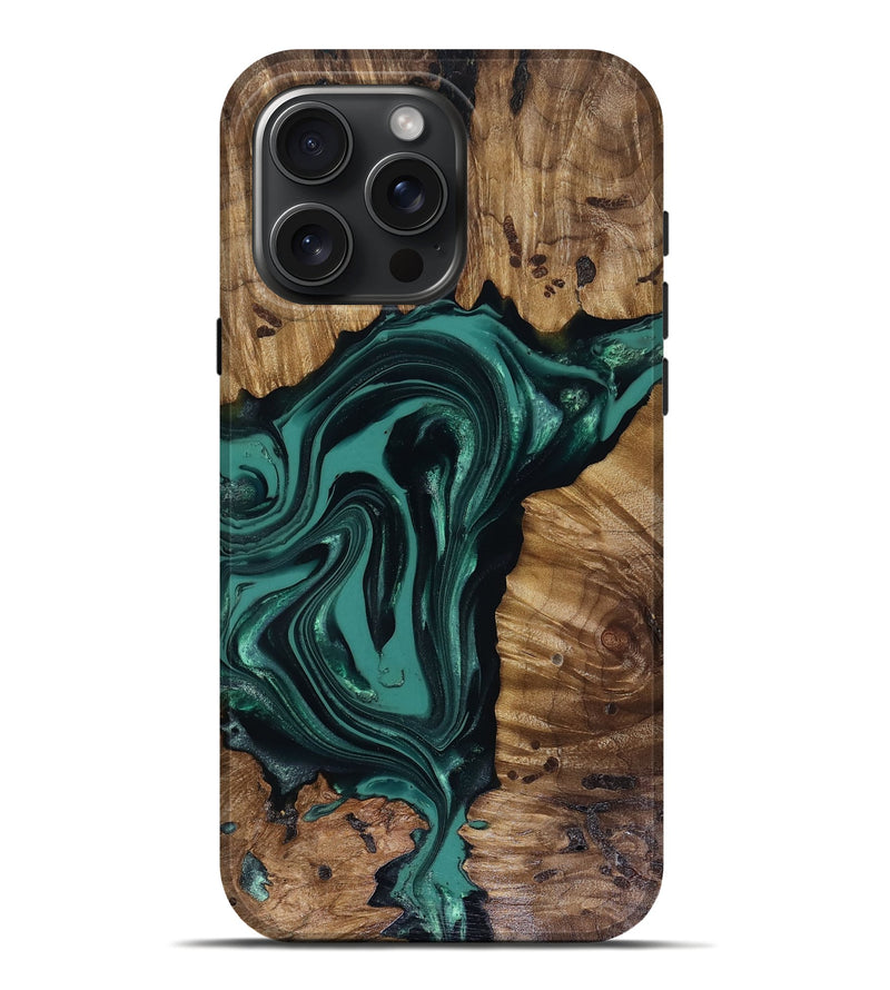 iPhone 16 Pro Max Wood Live Edge Phone Case - Aryan (Green, 817920)