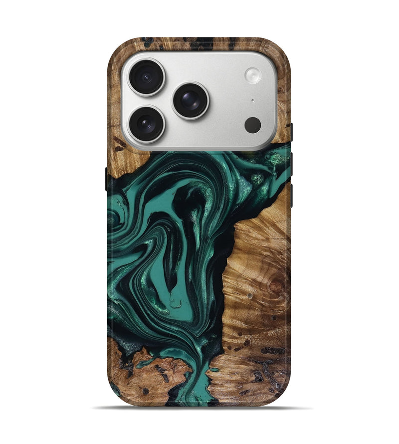 iPhone 17 Pro Wood Live Edge Phone Case - Aryan (Green, 817920)