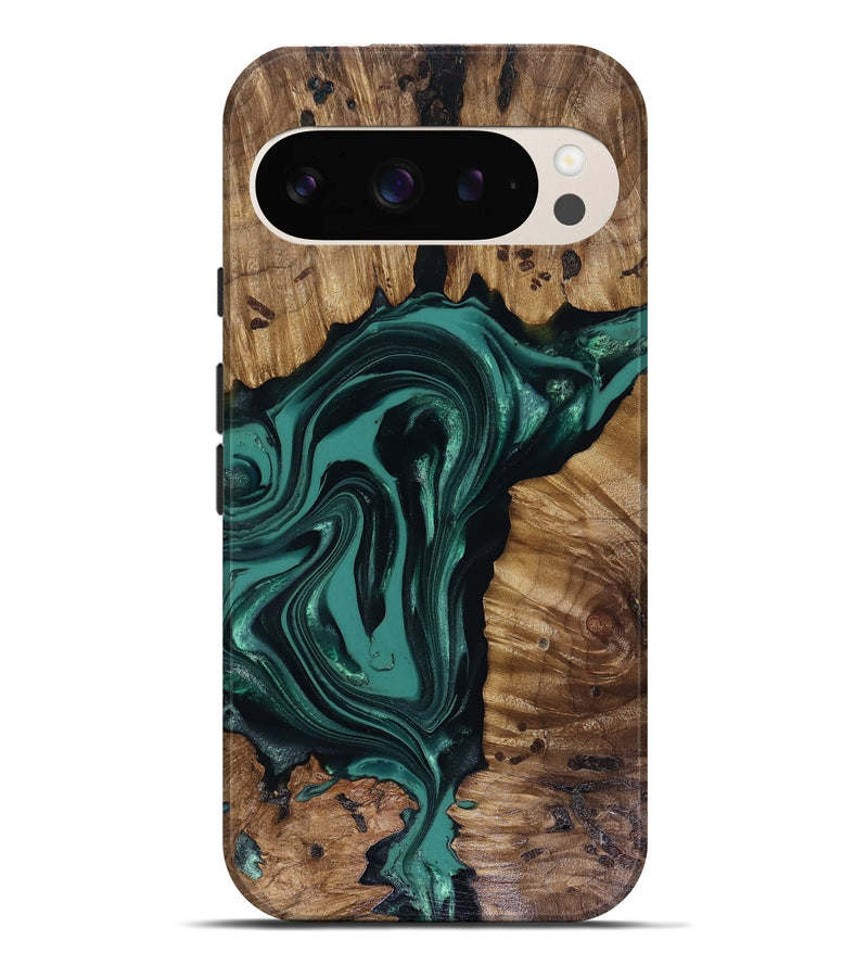 Pixel 9 Pro XL Wood Live Edge Phone Case - Aryan (Green, 817920)