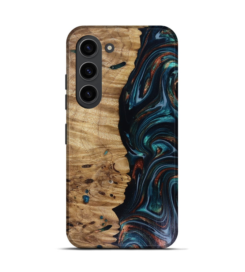 Galaxy S23 Wood Live Edge Phone Case - Leilany (Teal & Gold, 817921)