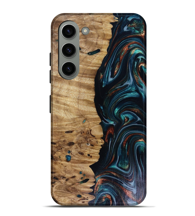 Galaxy S23 Plus Wood Live Edge Phone Case - Leilany (Teal & Gold, 817921)