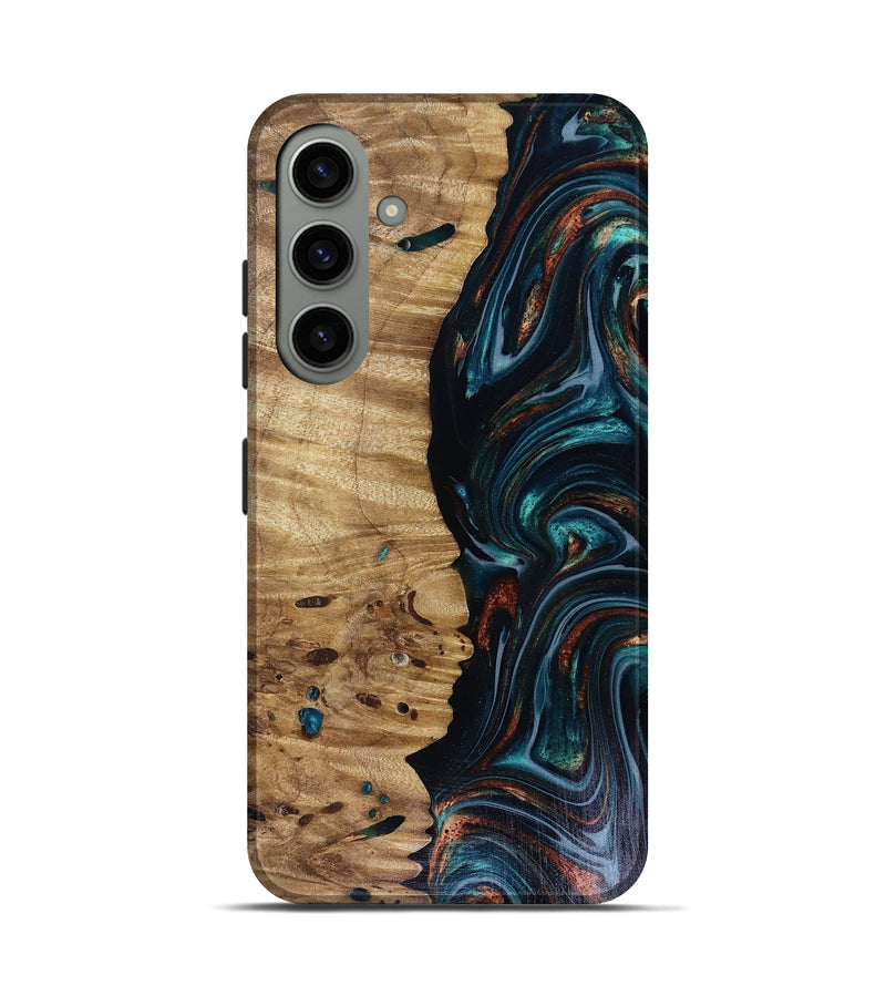 Galaxy S24 Wood Live Edge Phone Case - Leilany (Teal & Gold, 817921)
