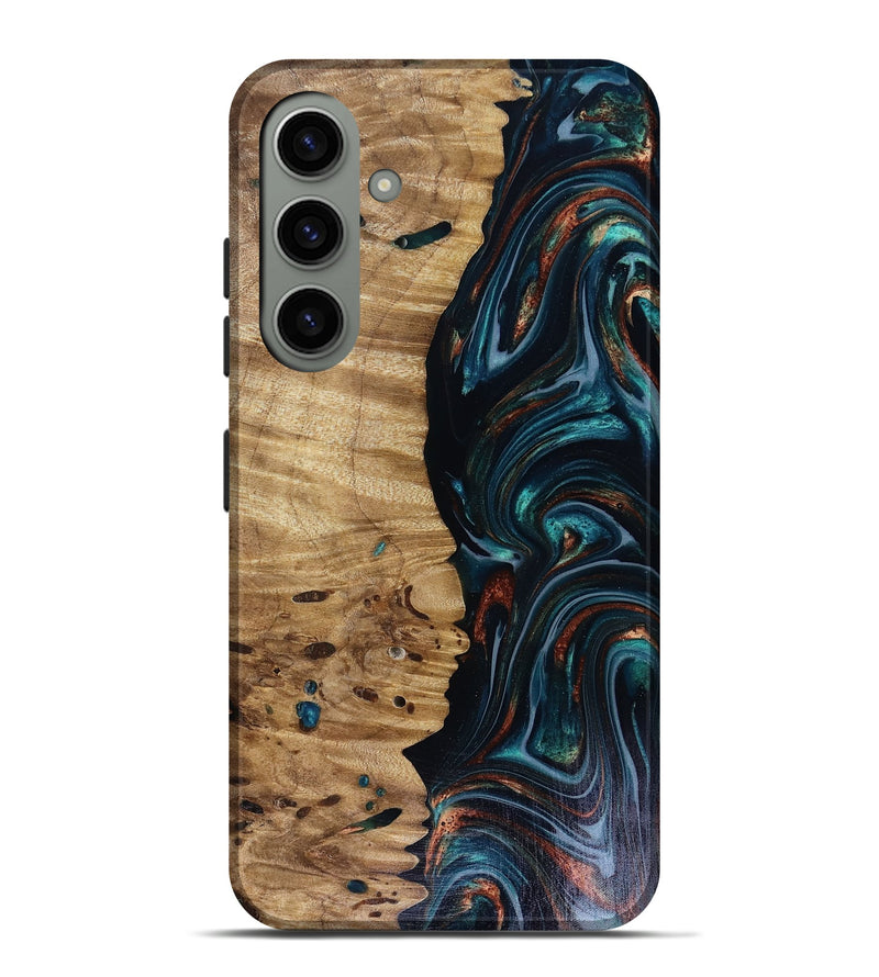 Galaxy S24 Plus Wood Live Edge Phone Case - Leilany (Teal & Gold, 817921)