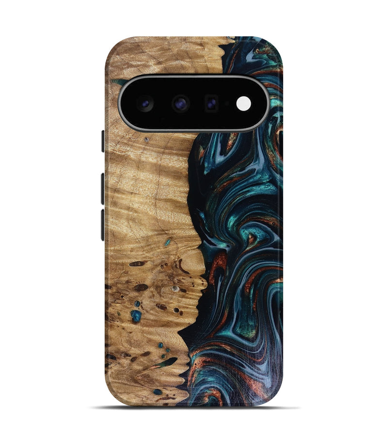 Pixel 11 Wood Live Edge Phone Case - Leilany (Teal & Gold, 817921)