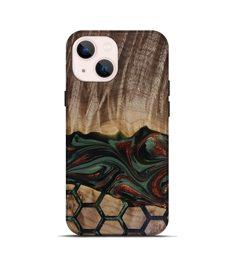iPhone 13 mini Wood Live Edge Phone Case - Chance (Green, 817924)
