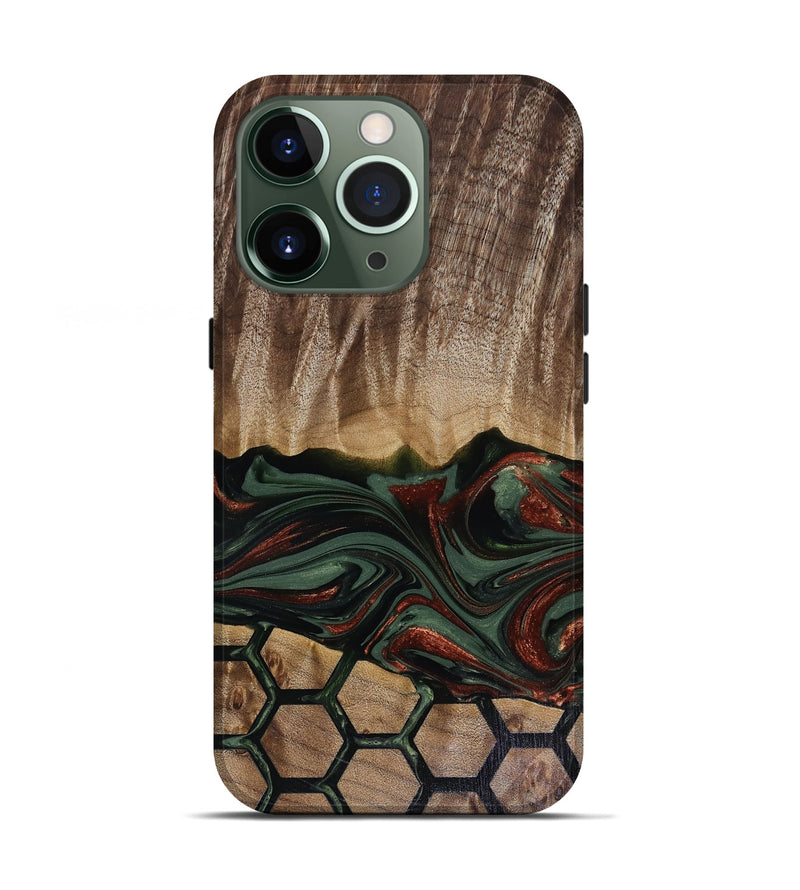 iPhone 13 Pro Wood Live Edge Phone Case - Chance (Green, 817924)