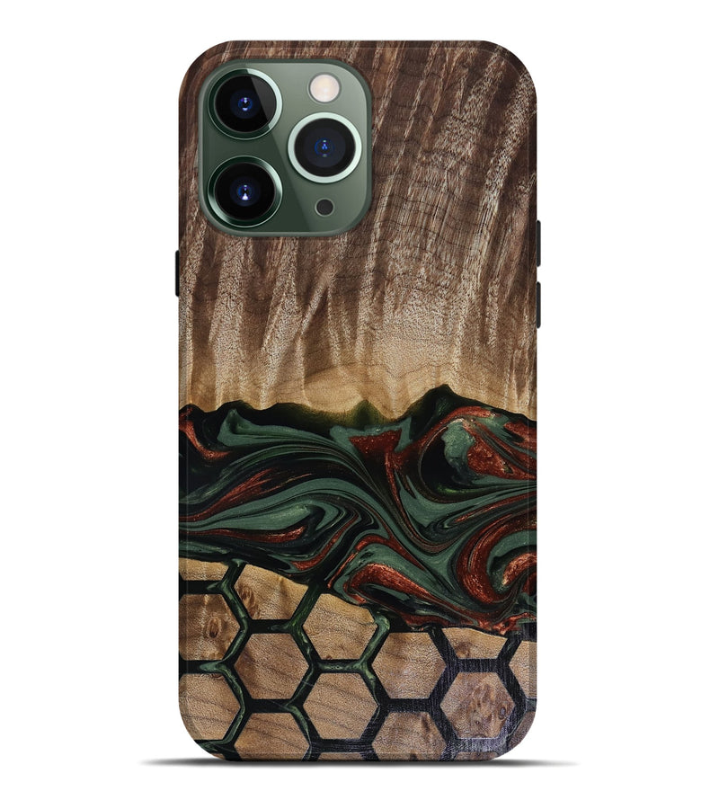iPhone 13 Pro Max Wood Live Edge Phone Case - Chance (Green, 817924)
