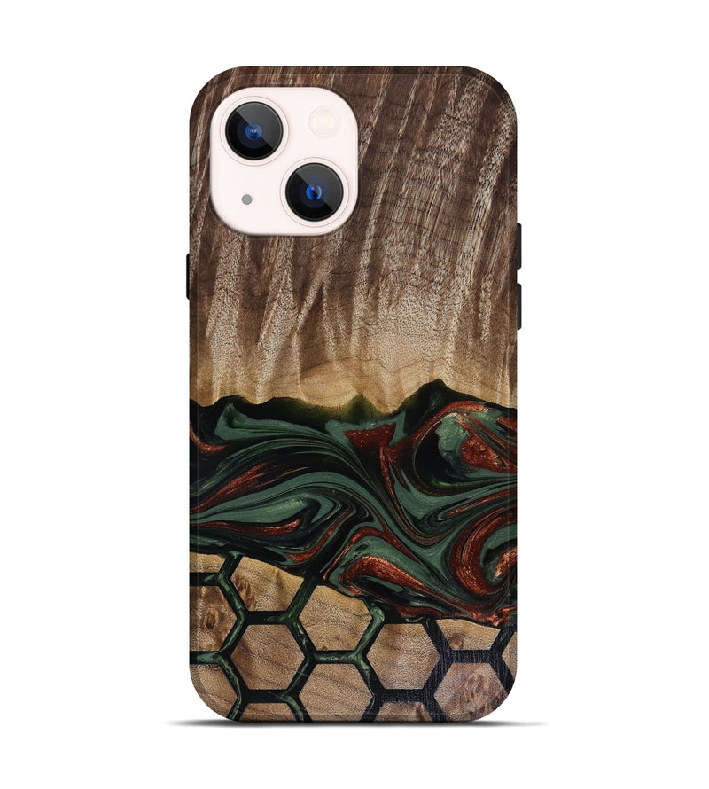 iPhone 14 Wood Live Edge Phone Case - Chance (Green, 817924)