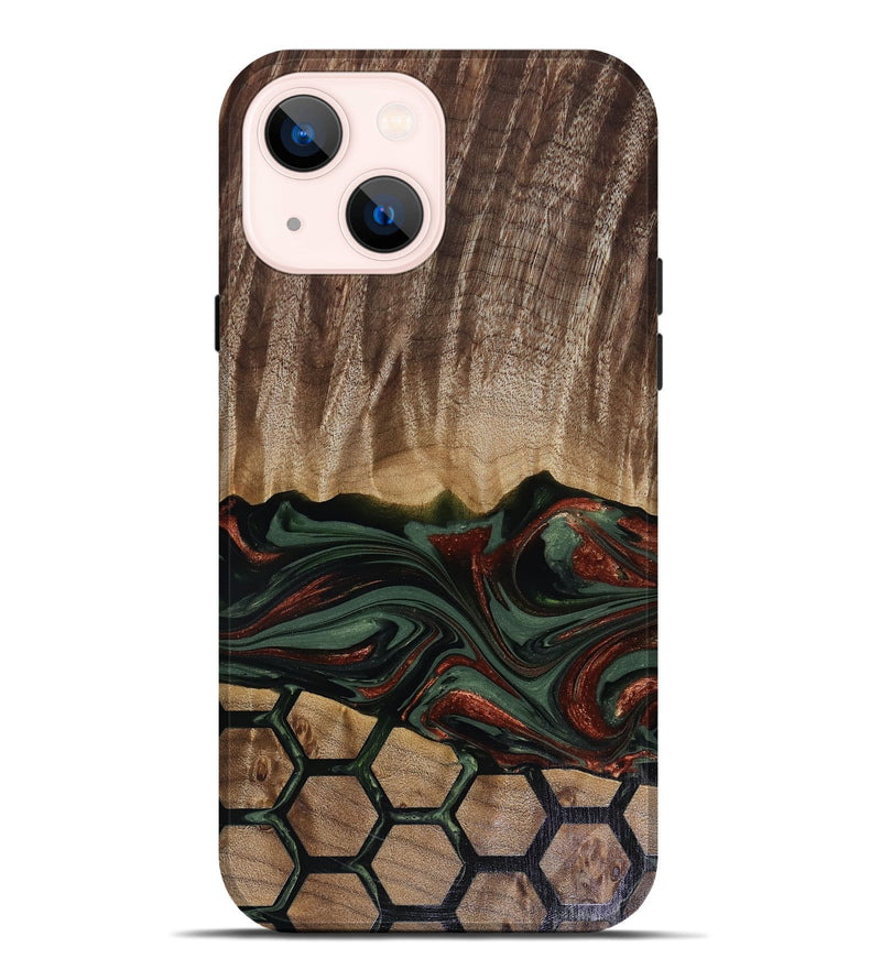 iPhone 14 Plus Wood Live Edge Phone Case - Chance (Green, 817924)