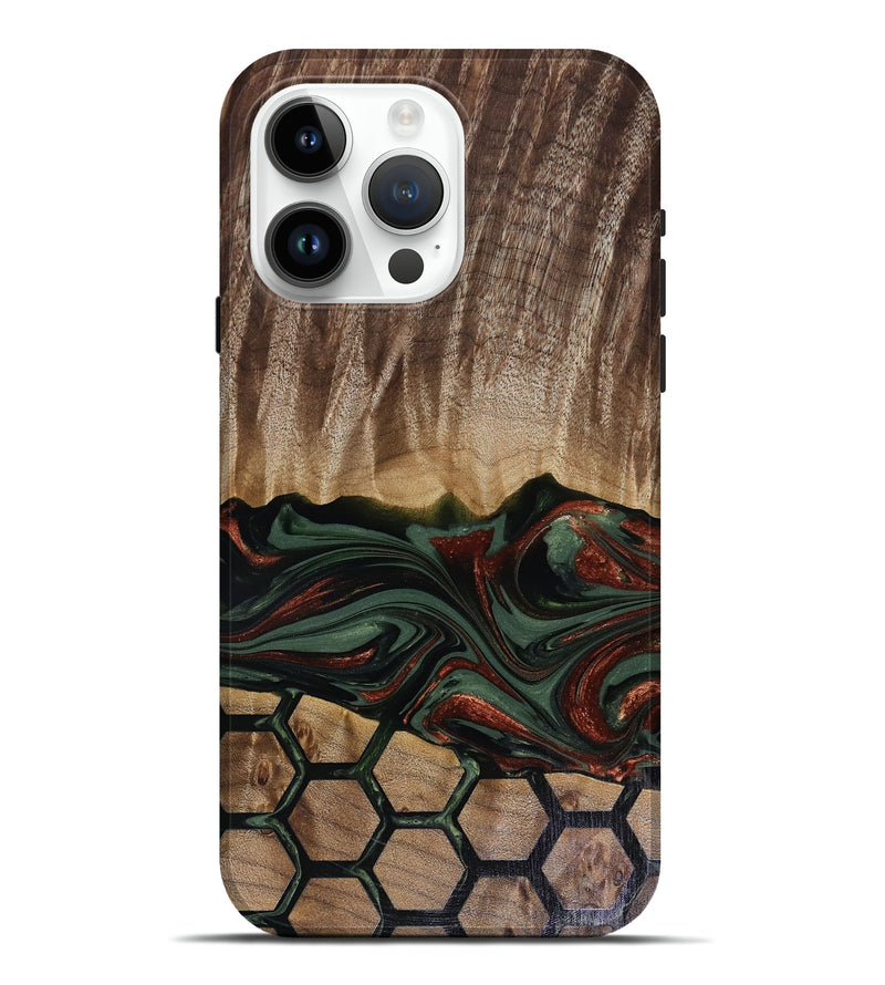 iPhone 15 Pro Max Wood Live Edge Phone Case - Chance (Green, 817924)