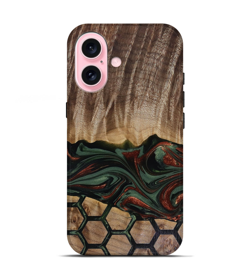 iPhone 17 Wood Live Edge Phone Case - Chance (Green, 817924)