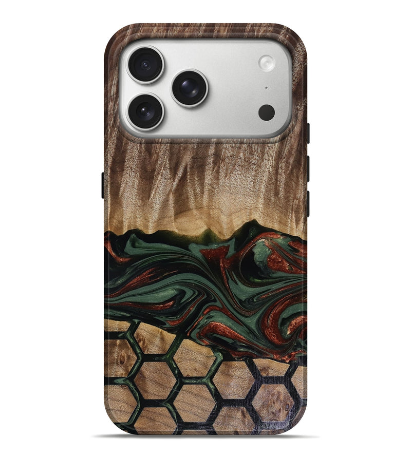 iPhone 17 Pro Max Wood Live Edge Phone Case - Chance (Green, 817924)