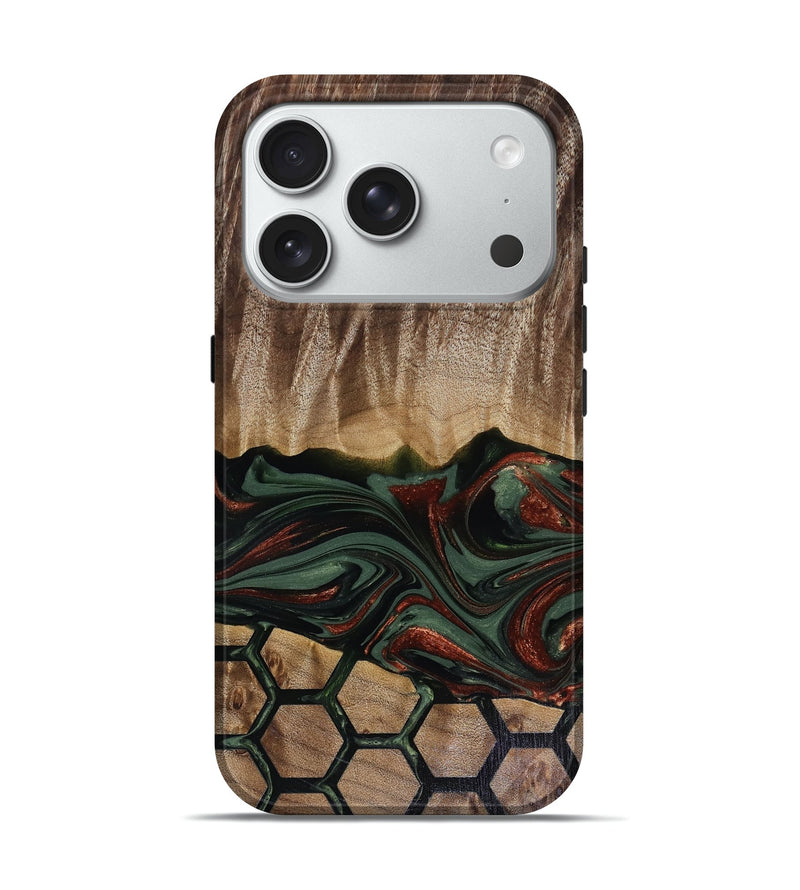 iPhone 18 Pro Wood Live Edge Phone Case - Chance (Green, 817924)