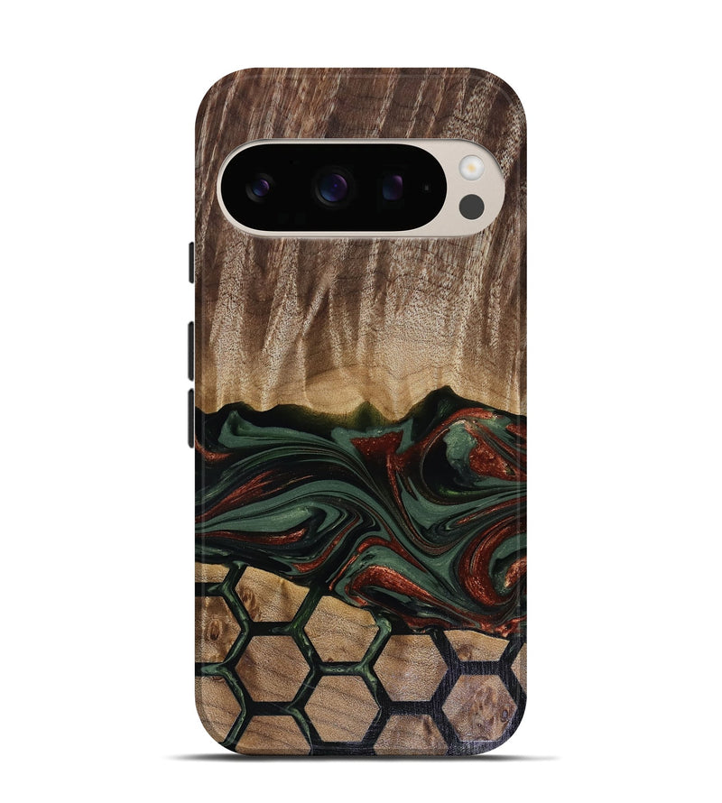 Pixel 10 Pro Wood Live Edge Phone Case - Chance (Green, 817924)