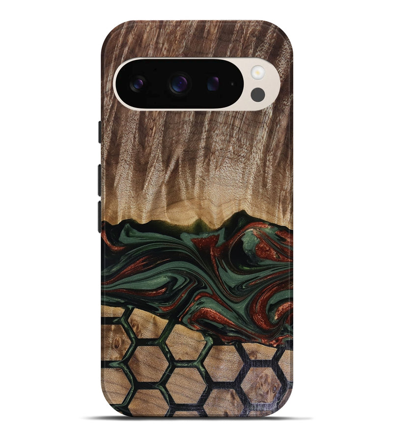 Pixel 9 Pro XL Wood Live Edge Phone Case - Chance (Green, 817924)
