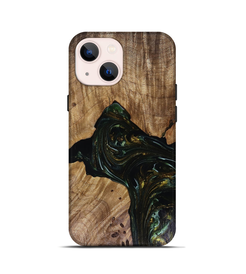 iPhone 13 mini Wood Live Edge Phone Case - Aydan (Green, 817926)