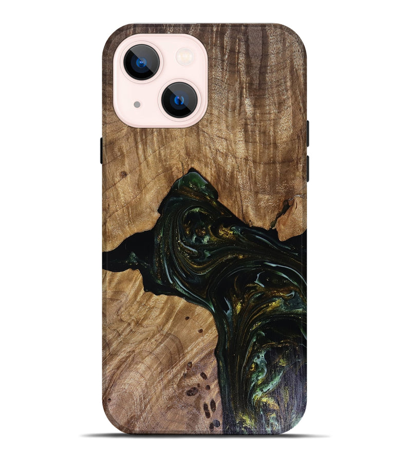 iPhone 14 Plus Wood Live Edge Phone Case - Aydan (Green, 817926)