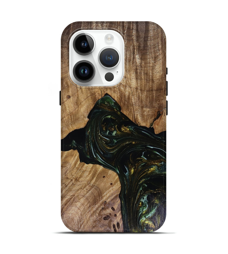 iPhone 15 Pro Wood Live Edge Phone Case - Aydan (Green, 817926)