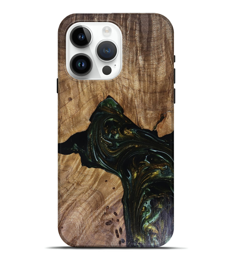 iPhone 15 Pro Max Wood Live Edge Phone Case - Aydan (Green, 817926)