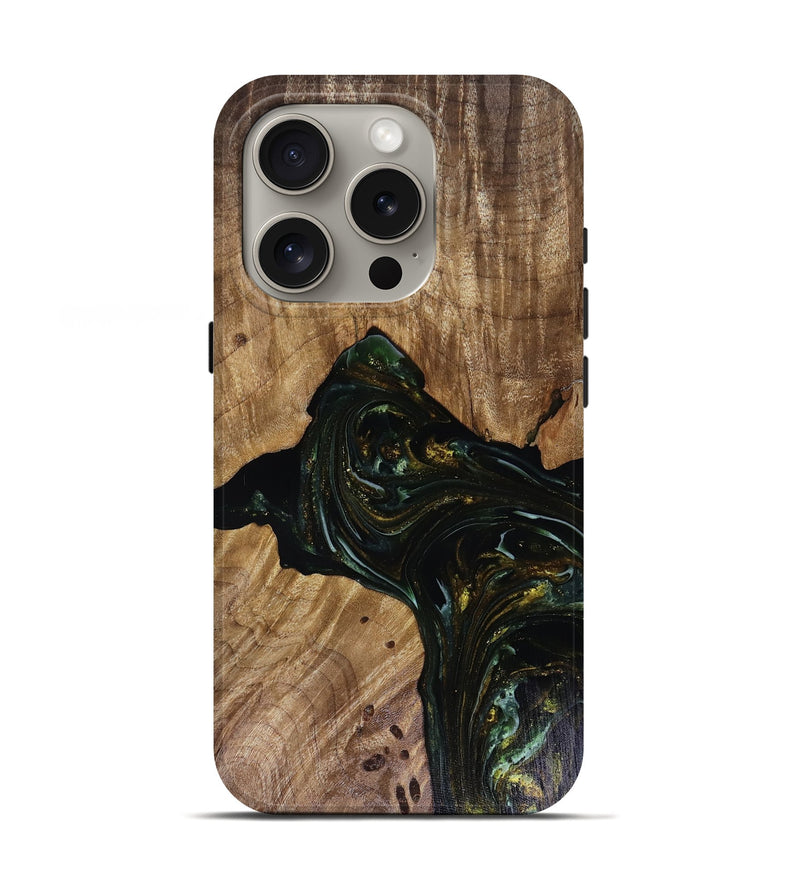 iPhone 16 Pro Wood Live Edge Phone Case - Aydan (Green, 817926)