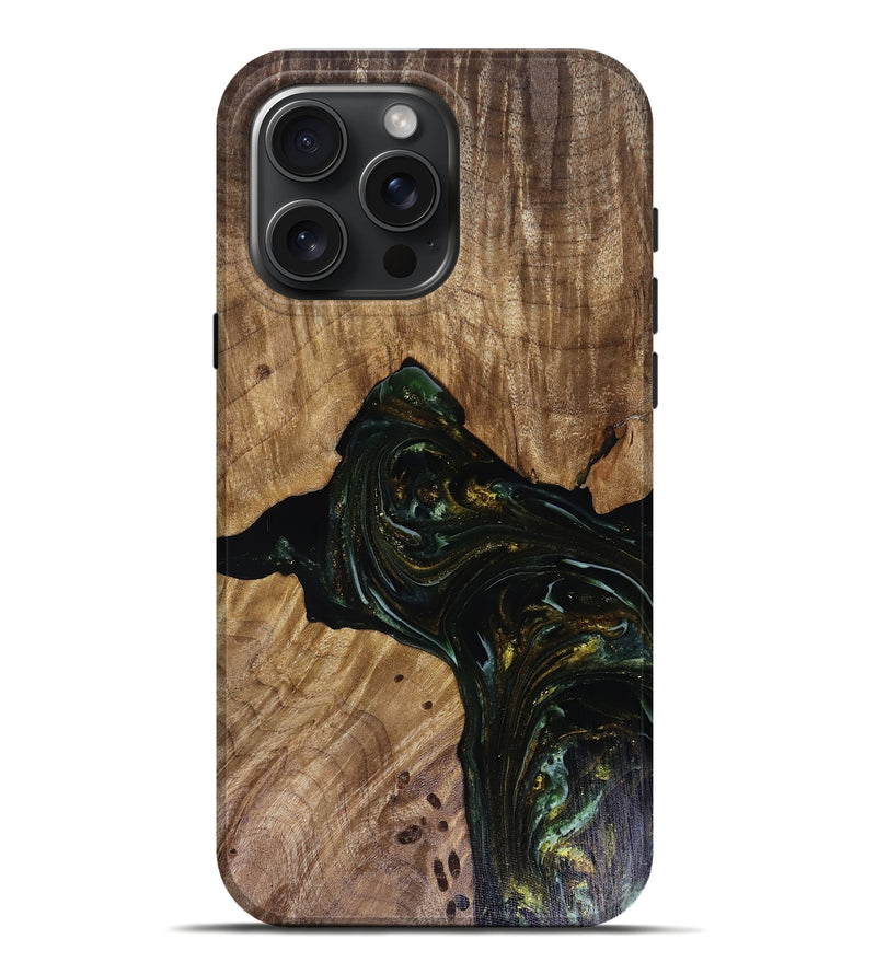 iPhone 16 Pro Max Wood Live Edge Phone Case - Aydan (Green, 817926)