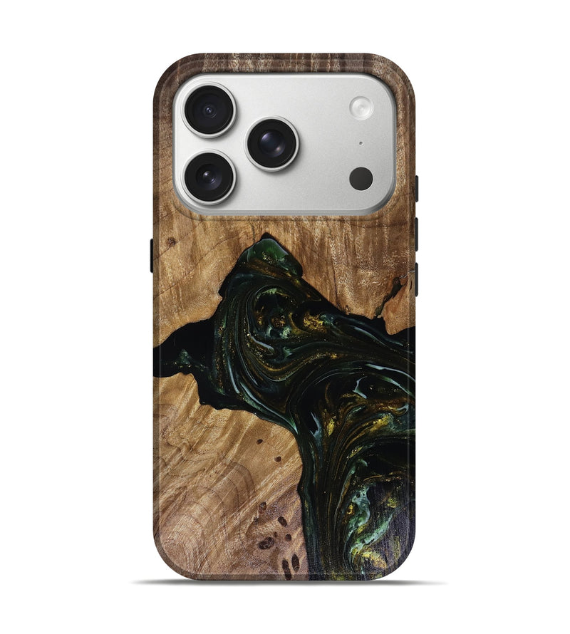 iPhone 17 Pro Wood Live Edge Phone Case - Aydan (Green, 817926)