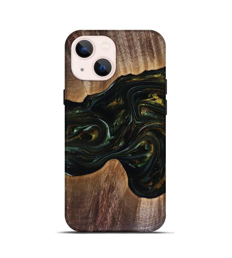 iPhone 13 mini Wood Live Edge Phone Case - Rashad (Green, 817927)