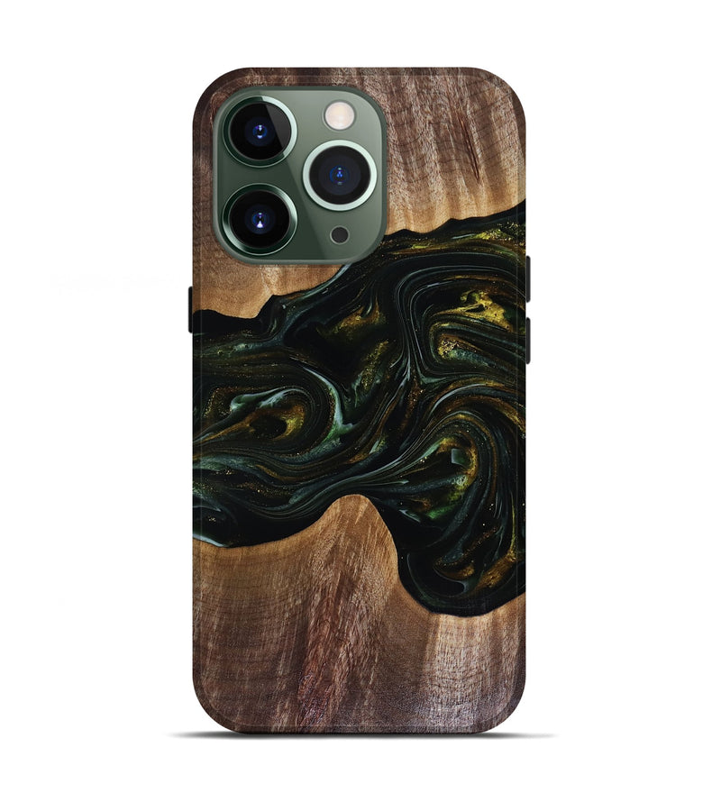 iPhone 13 Pro Wood Live Edge Phone Case - Rashad (Green, 817927)