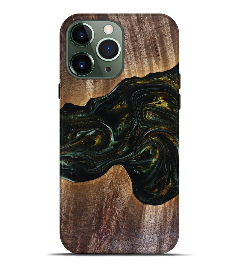 iPhone 13 Pro Max Wood Live Edge Phone Case - Rashad (Green, 817927)