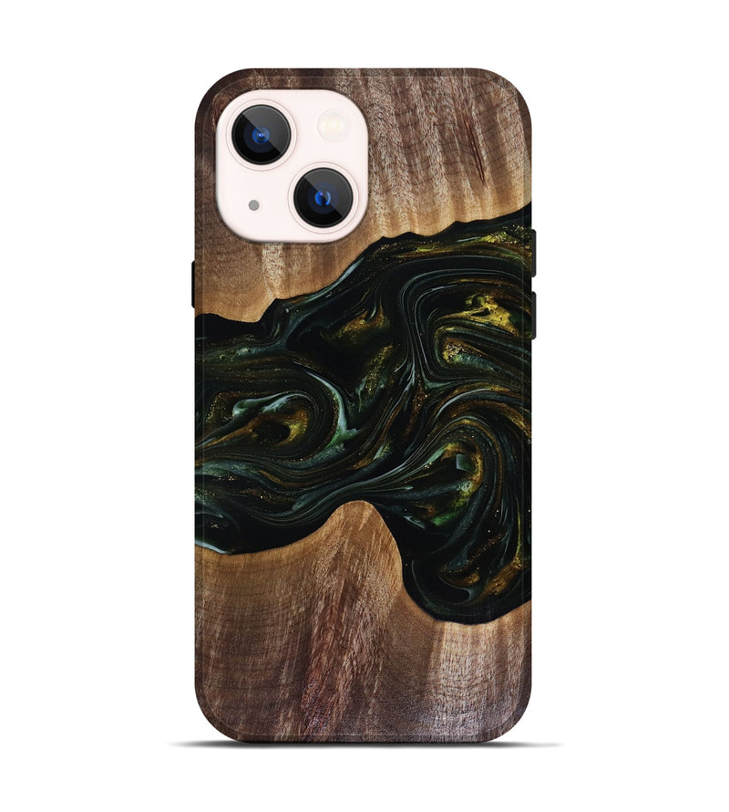 iPhone 14 Wood Live Edge Phone Case - Rashad (Green, 817927)