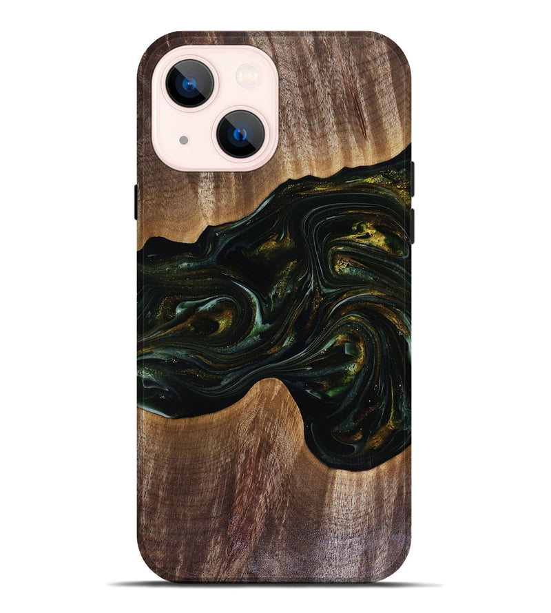 iPhone 14 Plus Wood Live Edge Phone Case - Rashad (Green, 817927)