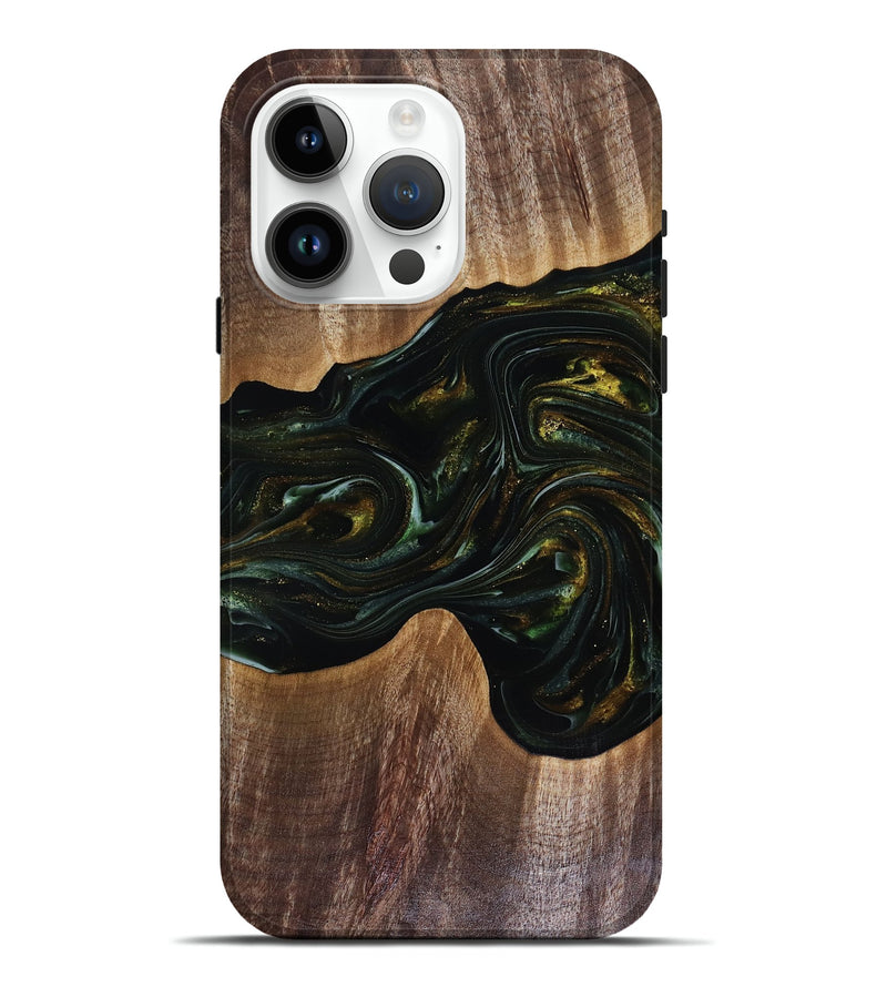 iPhone 15 Pro Max Wood Live Edge Phone Case - Rashad (Green, 817927)