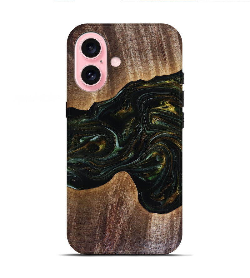 iPhone 16 Wood Live Edge Phone Case - Rashad (Green, 817927)