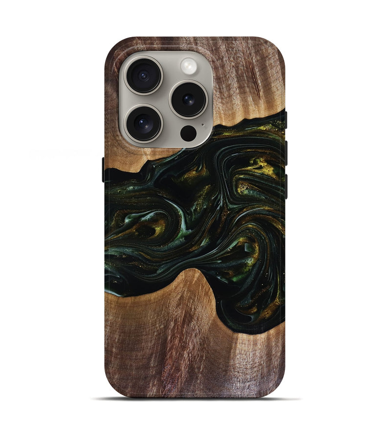 iPhone 16 Pro Wood Live Edge Phone Case - Rashad (Green, 817927)
