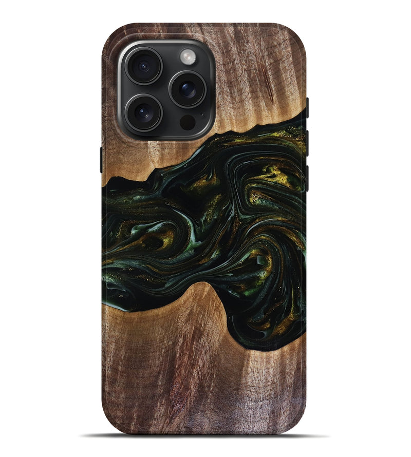 iPhone 16 Pro Max Wood Live Edge Phone Case - Rashad (Green, 817927)