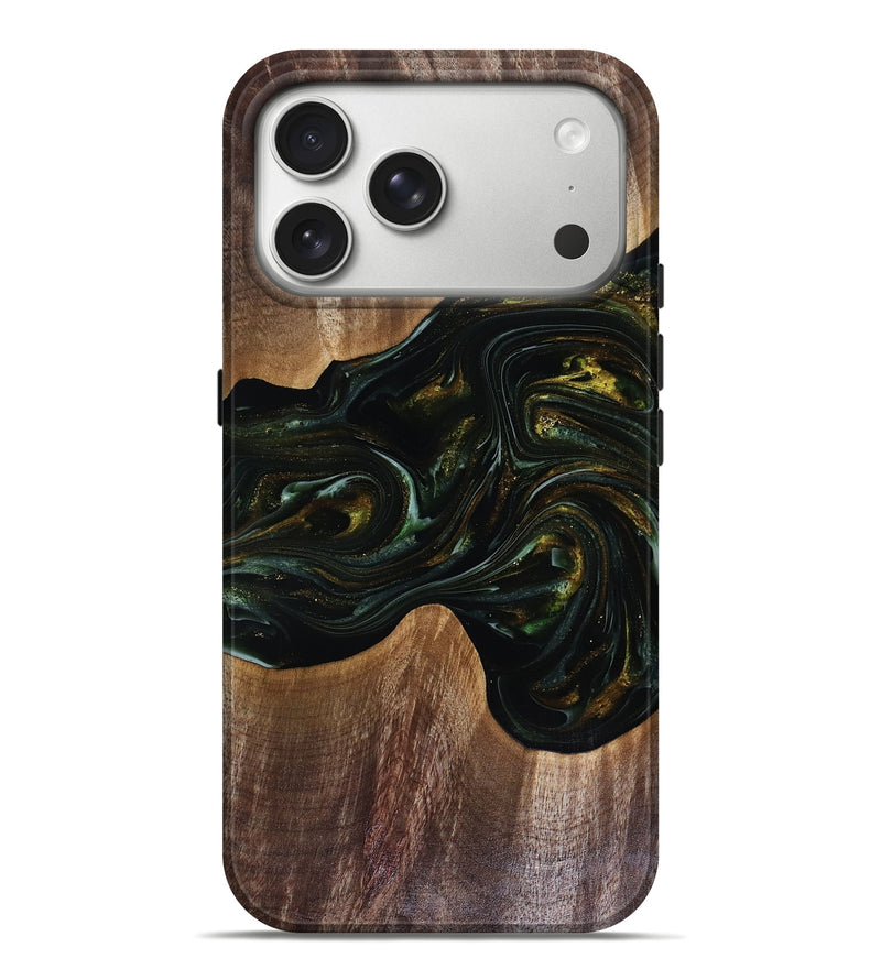 iPhone 17 Pro Max Wood Live Edge Phone Case - Rashad (Green, 817927)