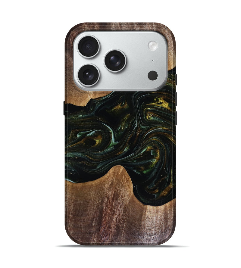 iPhone 18 Pro Wood Live Edge Phone Case - Rashad (Green, 817927)