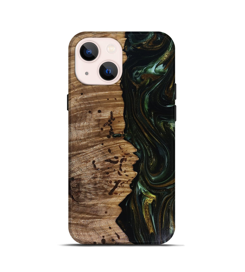 iPhone 13 mini Wood Live Edge Phone Case - Grayson (Green, 817929)