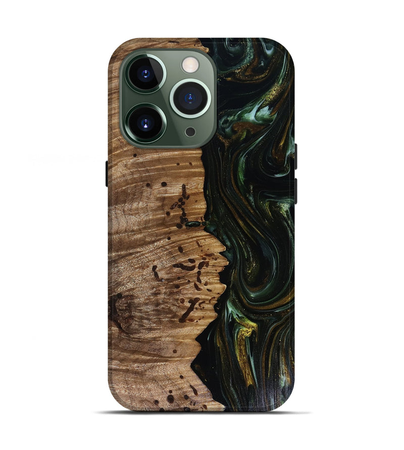iPhone 13 Pro Wood Live Edge Phone Case - Grayson (Green, 817929)
