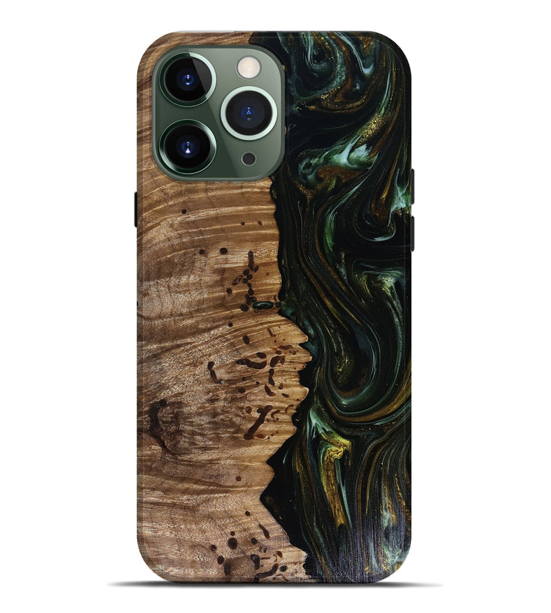 iPhone 13 Pro Max Wood Live Edge Phone Case - Grayson (Green, 817929)