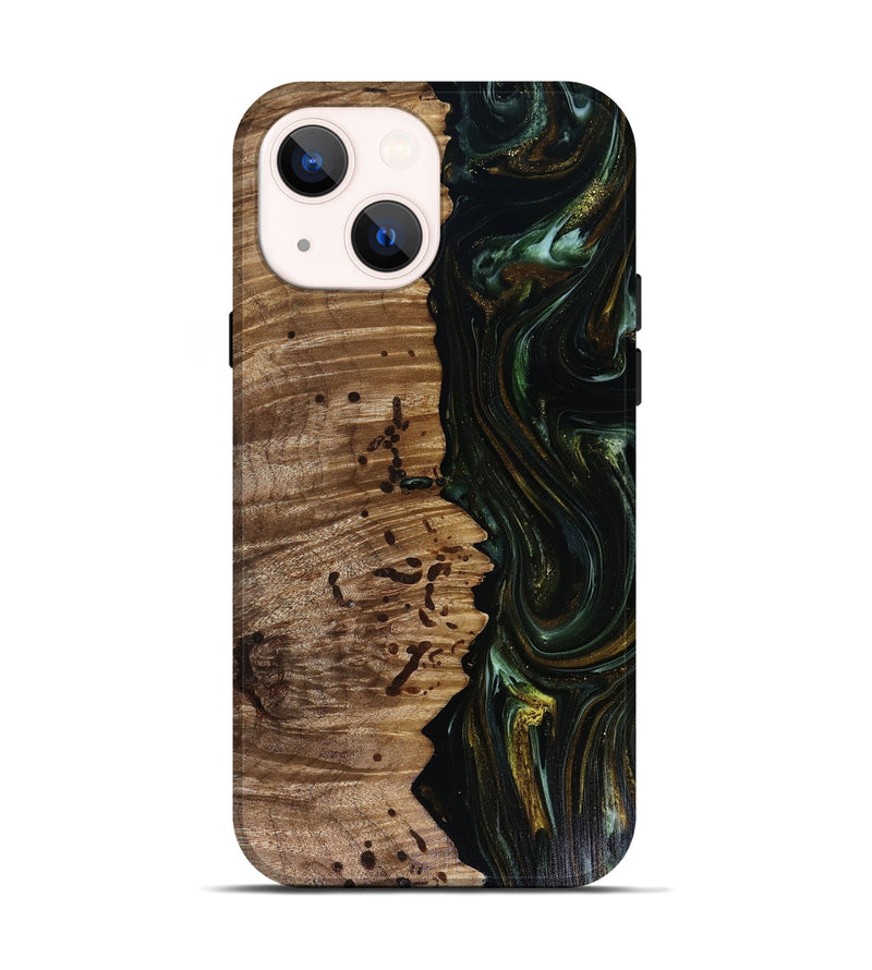 iPhone 14 Wood Live Edge Phone Case - Grayson (Green, 817929)