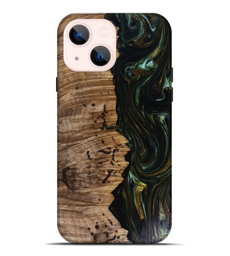 iPhone 14 Plus Wood Live Edge Phone Case - Grayson (Green, 817929)