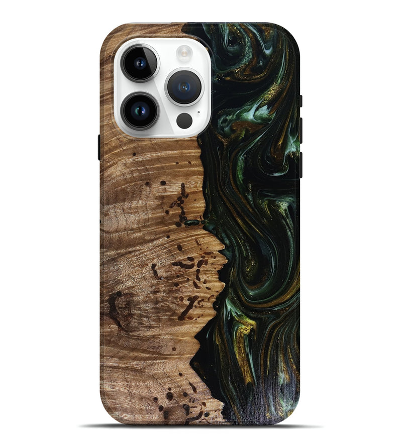 iPhone 15 Pro Max Wood Live Edge Phone Case - Grayson (Green, 817929)