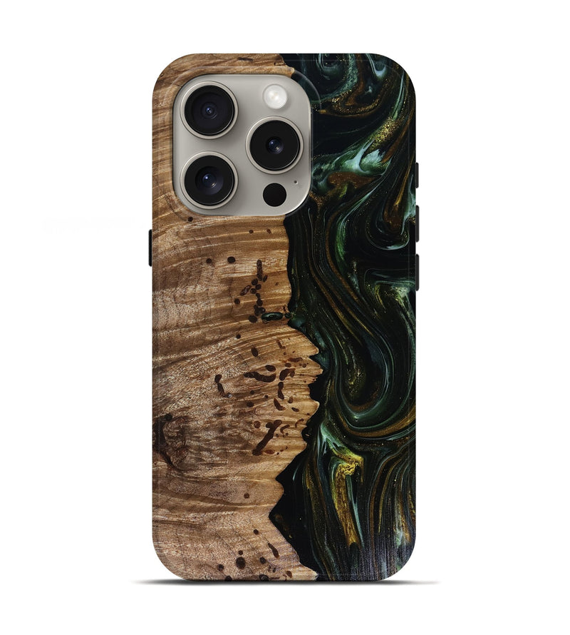 iPhone 16 Pro Wood Live Edge Phone Case - Grayson (Green, 817929)