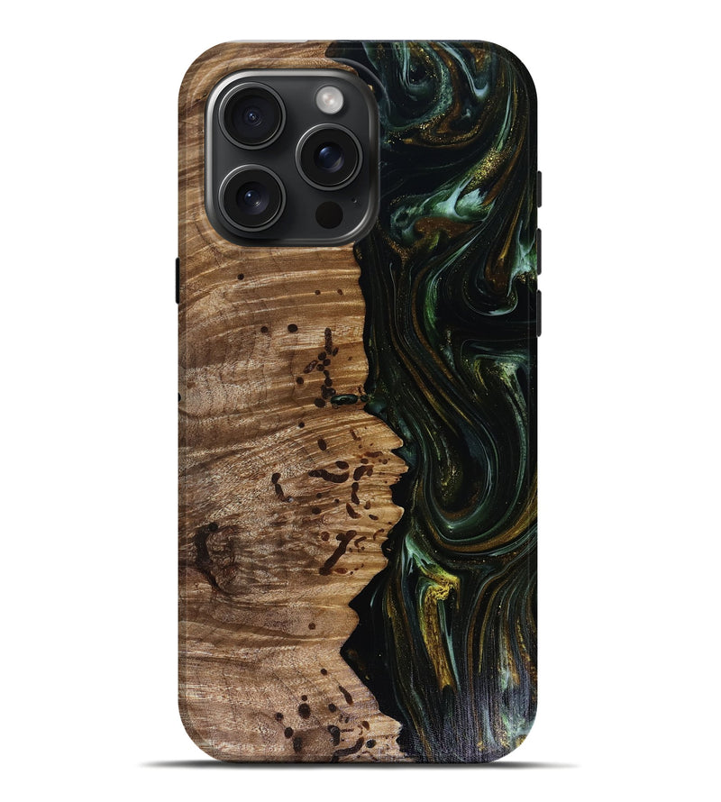 iPhone 16 Pro Max Wood Live Edge Phone Case - Grayson (Green, 817929)