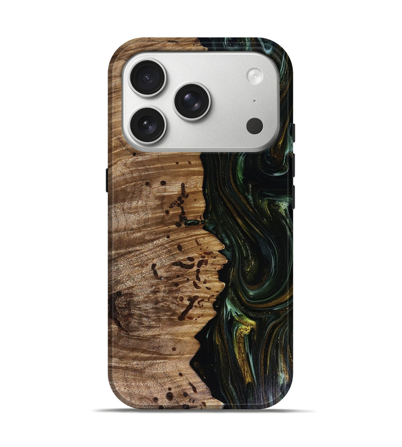 iPhone 17 Pro Wood Live Edge Phone Case - Grayson (Green, 817929)