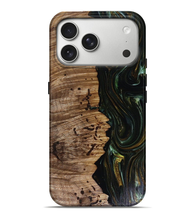 iPhone 17 Pro Max Wood Live Edge Phone Case - Grayson (Green, 817929)