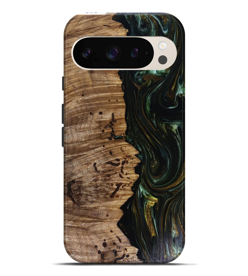 Pixel 10 Pro XL Wood Live Edge Phone Case - Grayson (Green, 817929)